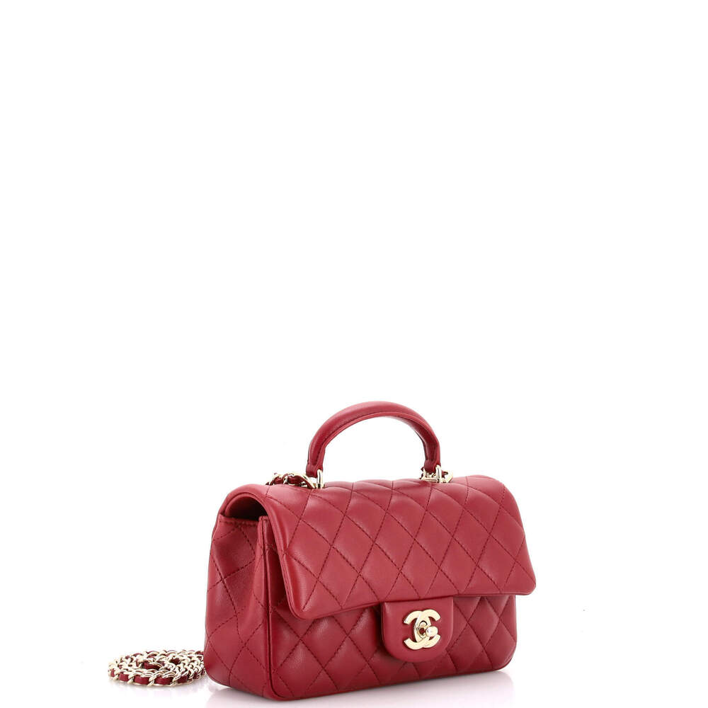 Chanel Mini Classic Single Flap Top Handle Bag Quilted Lambskin - Picture 2 of 5